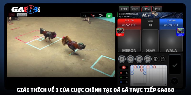 Giải thích về 3 cửa cược chính tại đá gà trực tiếp GA888