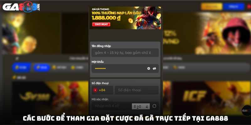 Các bước để tham gia đặt cược đá gà trực tiếp tại GA888